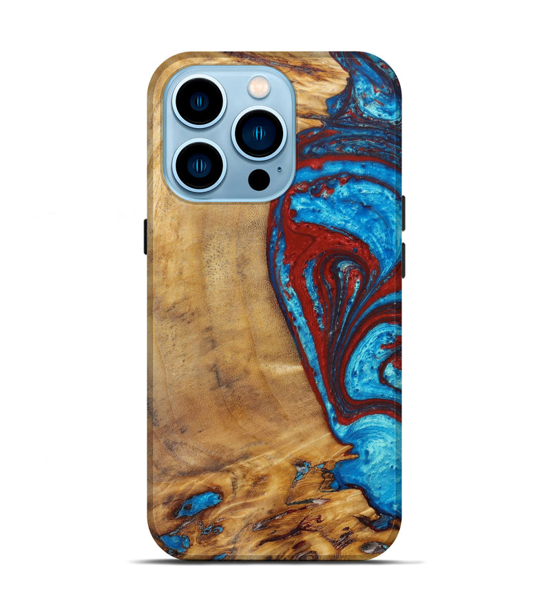 iPhone 14 Pro Wood+Resin Live Edge Phone Case - Lilith (Blue, 634608)