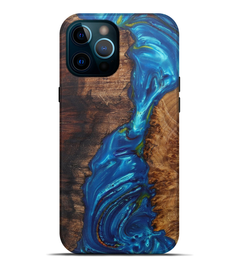 iPhone 12 Pro Max Wood+Resin Live Edge Phone Case - Gopal (Light Blue, 601207)