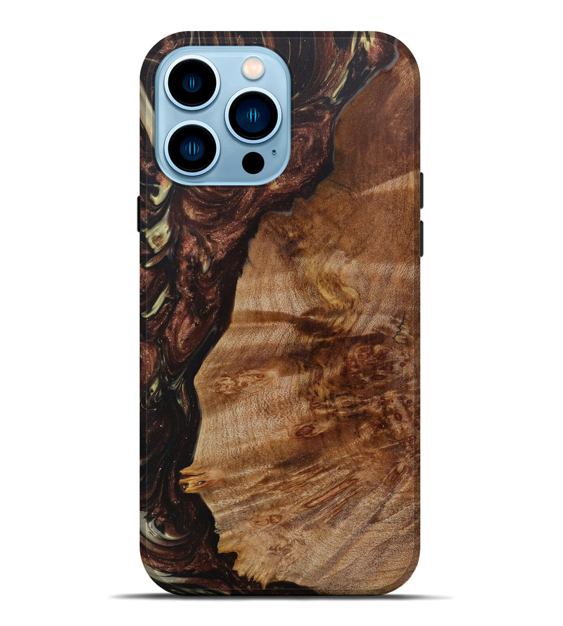 iPhone 14 Pro Max Wood+Resin Live Edge Phone Case - Teressa (Metallic, 619597)