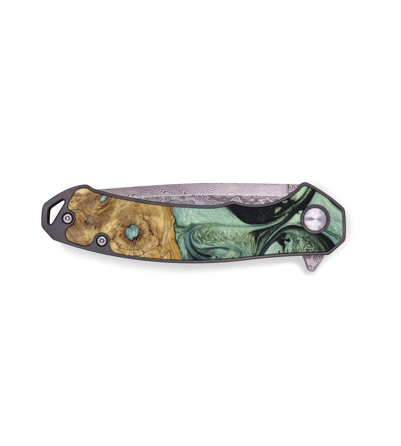 EDC Wood+Resin Pocket Knife - Debra (Green, 636480)