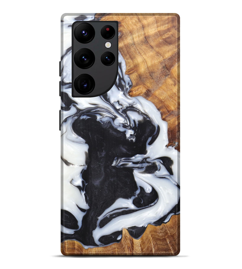 Galaxy S22 Ultra Wood+Resin Live Edge Phone Case - Drudy (Black & White, 597031)