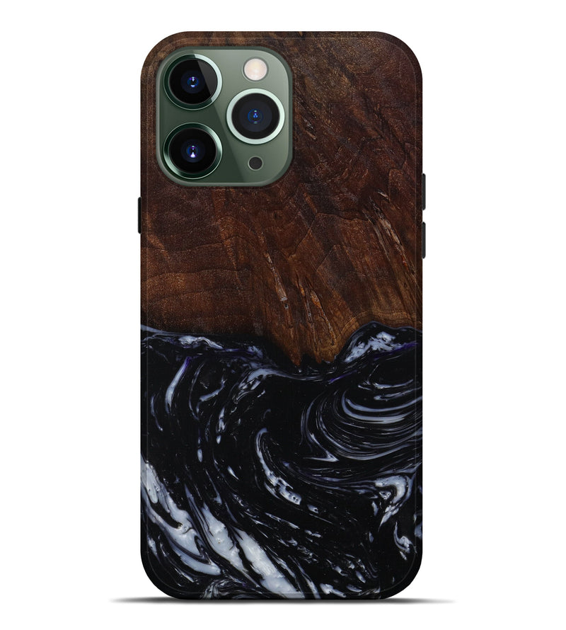 iPhone 13 Pro Max Wood+Resin Live Edge Phone Case - Alexis (Black & White, 646745)