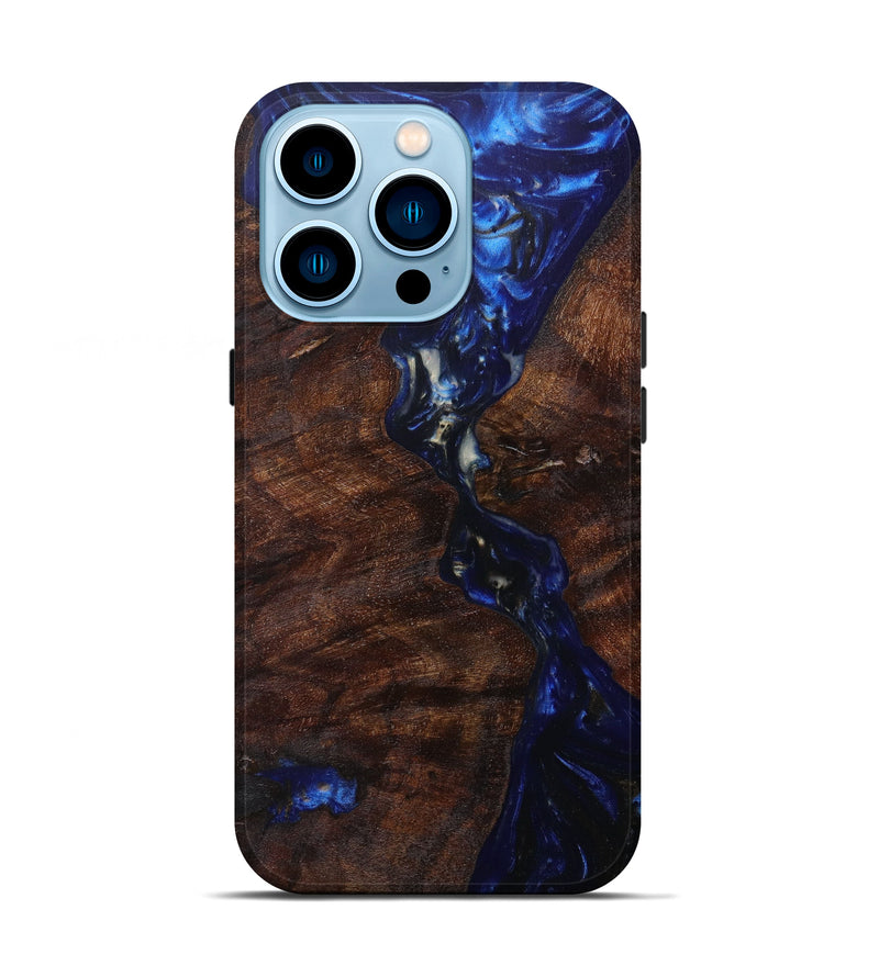 iPhone 14 Pro Wood+Resin Live Edge Phone Case - Harlie (Dark Blue, 597302)