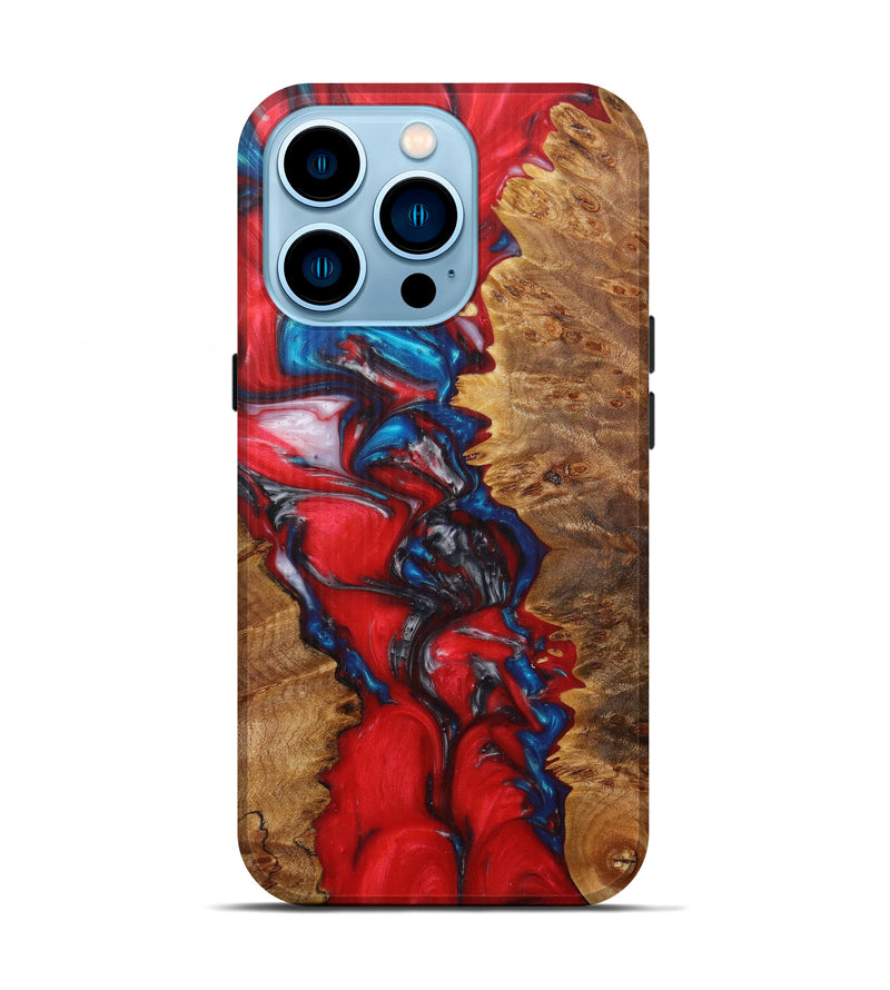 iPhone 14 Pro Wood+Resin Live Edge Phone Case - Odelle (Light Blue, 596651)