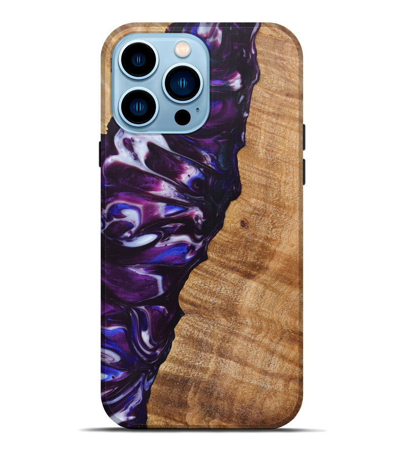 iPhone 14 Pro Max Wood+Resin Live Edge Phone Case - Pearlie (Purple, 613938)