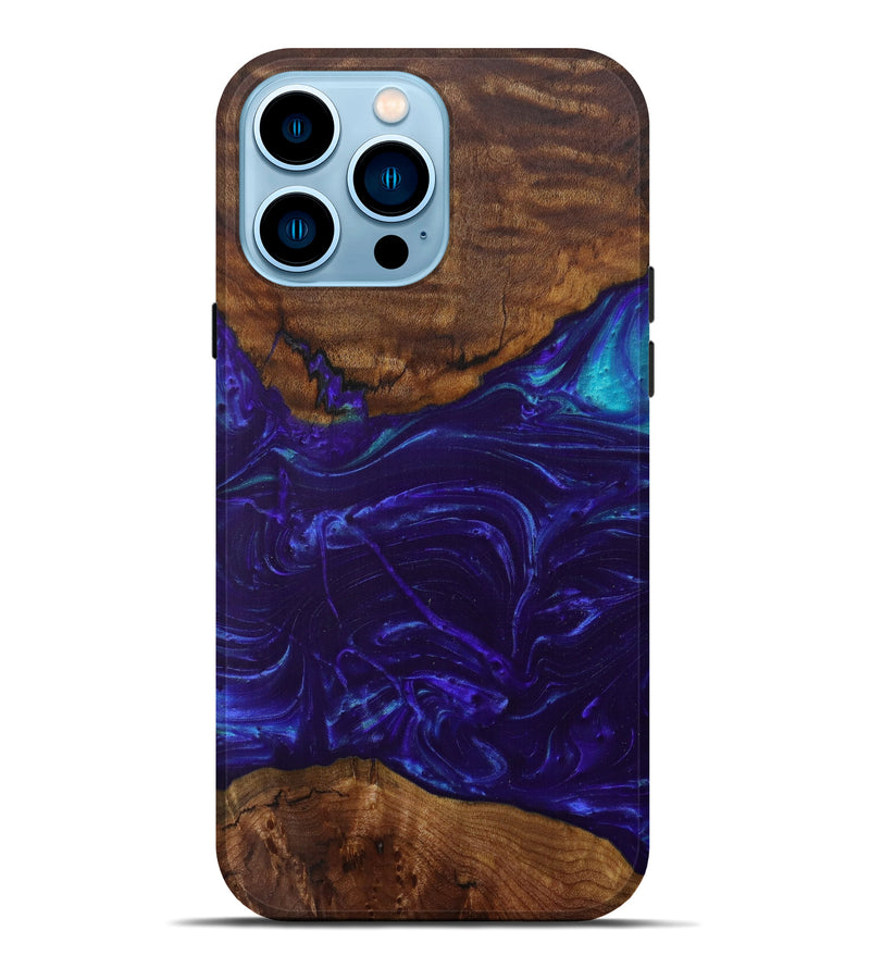 iPhone 14 Pro Max Wood+Resin Live Edge Phone Case - Froukje (Purple, 586296)