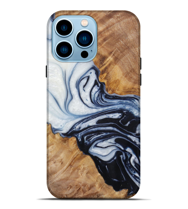 iPhone 14 Pro Max Wood+Resin Live Edge Phone Case - Rob (Black & White, 620158)