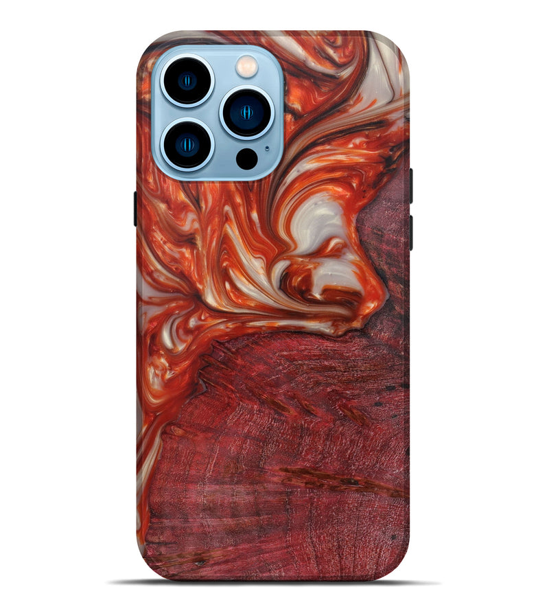 iPhone 14 Pro Max Wood+Resin Live Edge Phone Case - Donnie (Red, 641760)