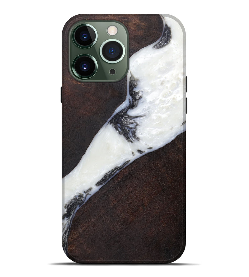 iPhone 13 Pro Max Wood+Resin Live Edge Phone Case - Christy (Black & White, 589829)