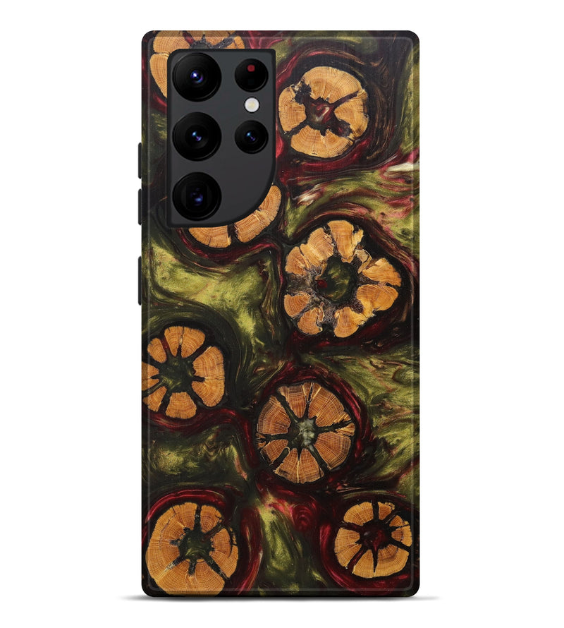 Galaxy S22 Ultra Wood+Resin Live Edge Phone Case - Junia (Dark Red, 607188)