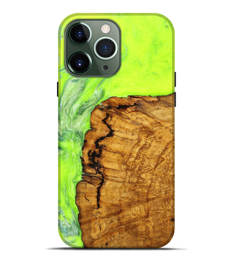 iPhone 13 Pro Max Wood+Resin Live Edge Phone Case - Harriet (Green, 640483)