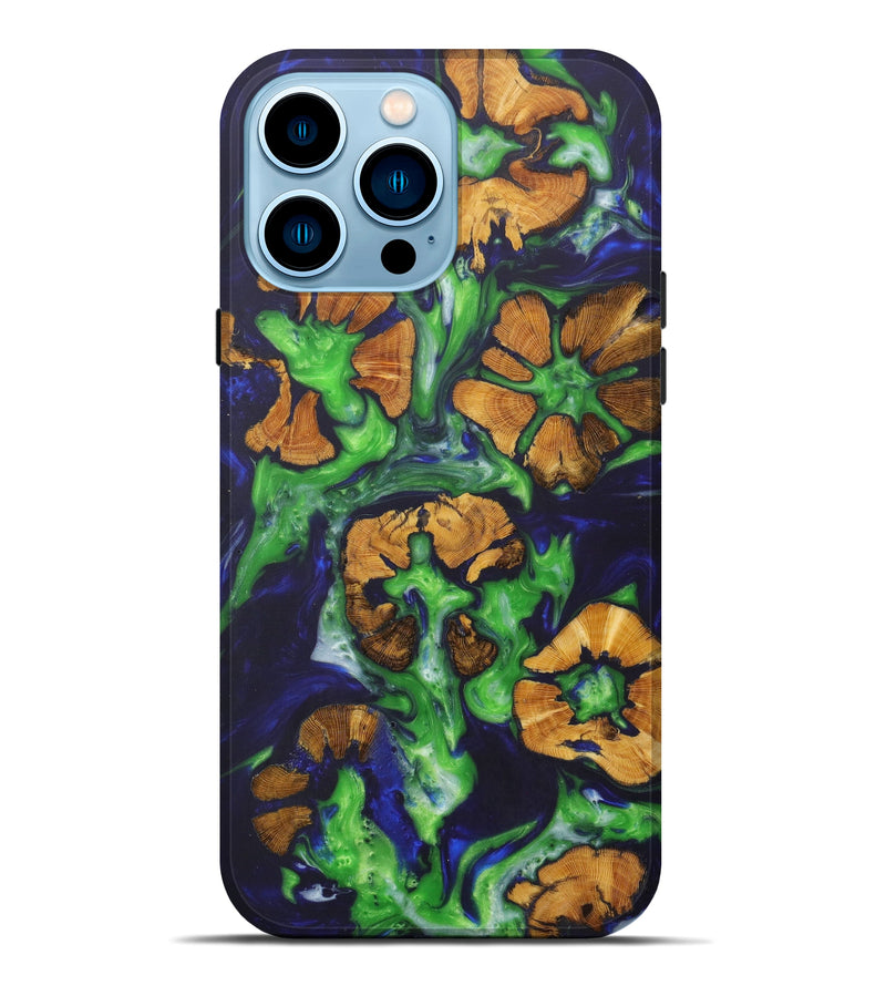 iPhone 14 Pro Max Wood+Resin Live Edge Phone Case - Gilberte (Dark Blue, 602478)