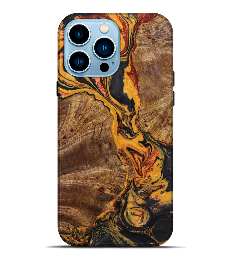 iPhone 14 Pro Max Wood+Resin Live Edge Phone Case - Rafael (Red, 638976)