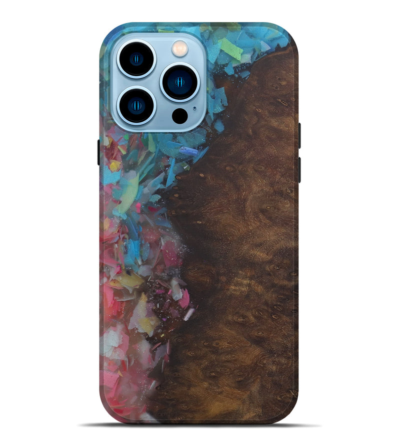 iPhone 14 Pro Max Wood+Resin Live Edge Phone Case - Garnet (Confetti, 584074)