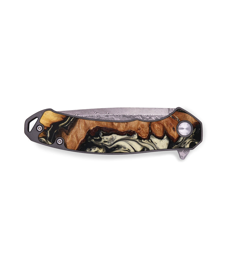 EDC Wood+Resin Pocket Knife - Shelia (Black & White, 644143)