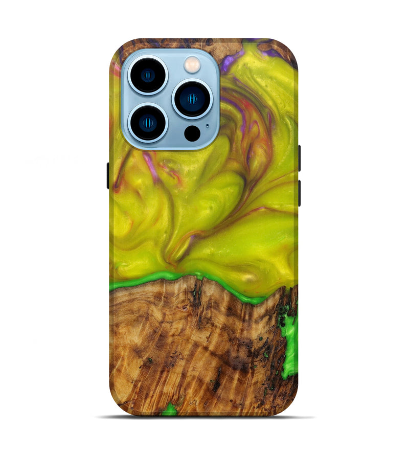 iPhone 14 Pro Wood+Resin Live Edge Phone Case - Shani (Dark Green, 596348)