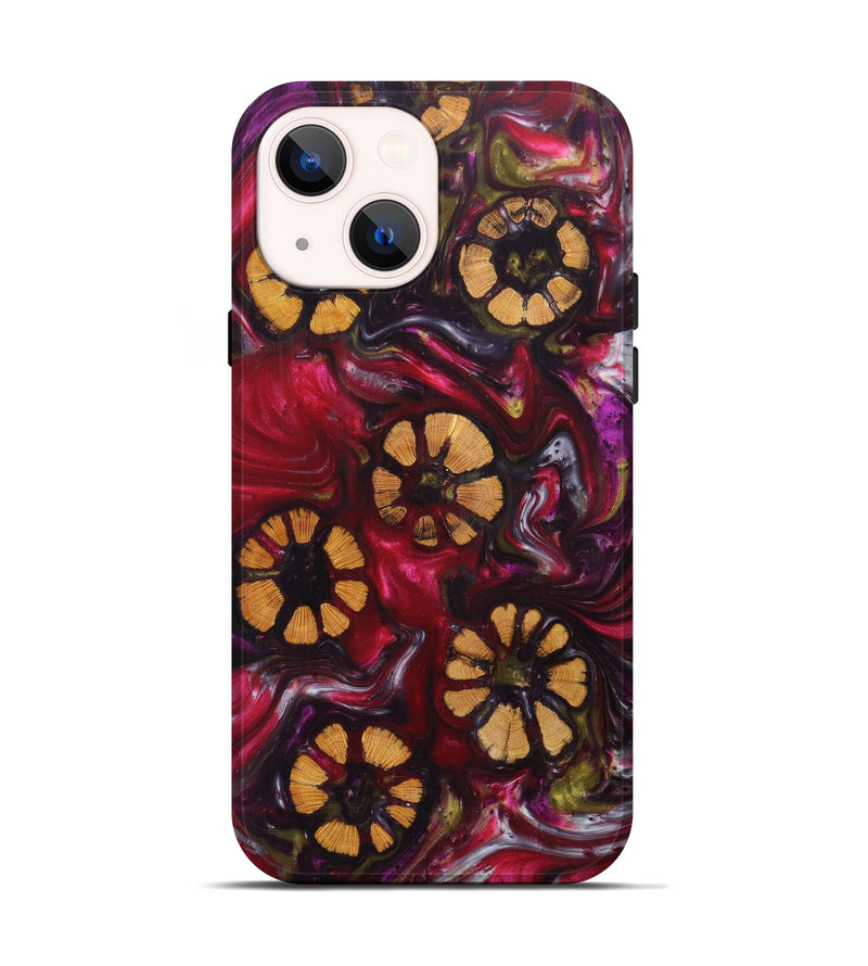 iPhone 13 Wood+Resin Live Edge Phone Case - Millard (Dark Red, 616691)