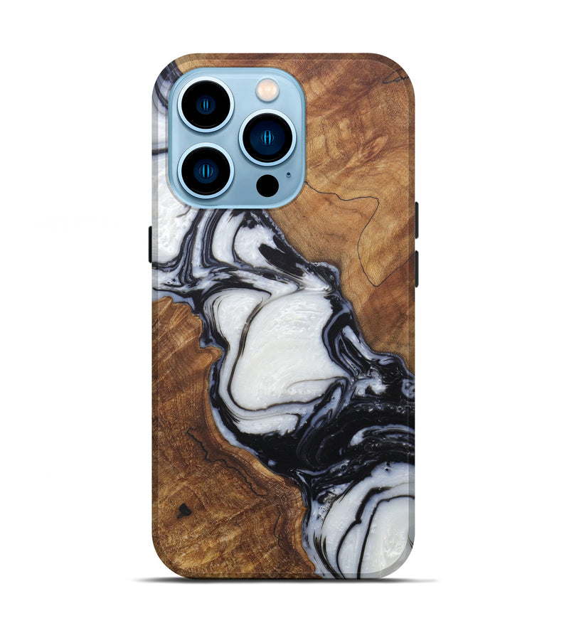 iPhone 14 Pro Wood+Resin Live Edge Phone Case - Xavier (Black & White, 588636)
