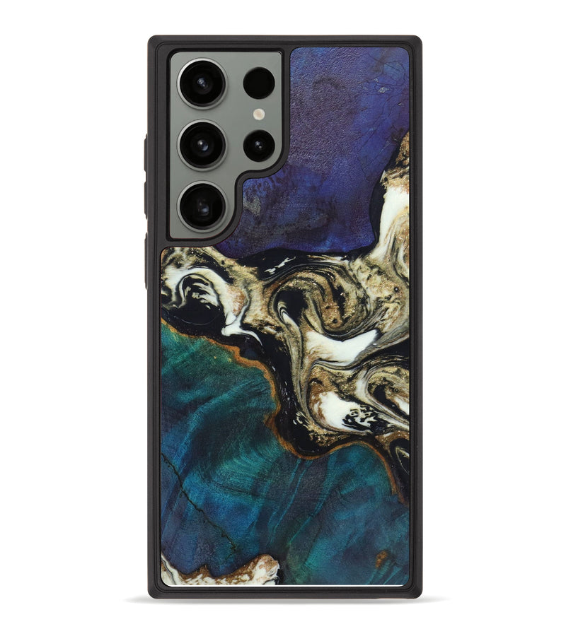 Galaxy S23 Ultra Wood+Resin Phone Case - Lilian (Black & White, 625361)