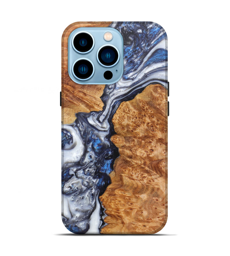iPhone 14 Pro Wood+Resin Live Edge Phone Case - Hotline (Black & White, 596284)