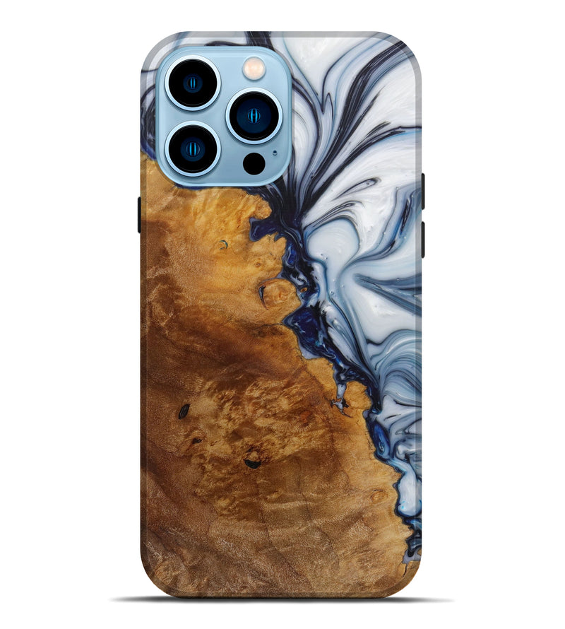 iPhone 14 Pro Max Wood+Resin Live Edge Phone Case - Aarush (Black & White, 619579)