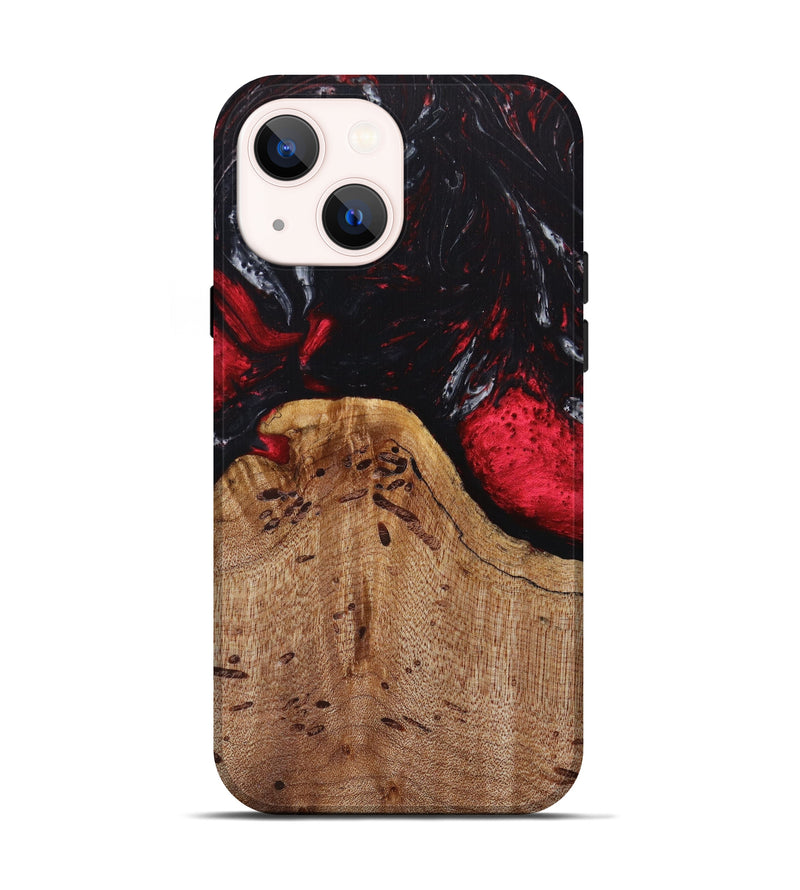 iPhone 13 Wood+Resin Live Edge Phone Case - Lind (Red, 633243)