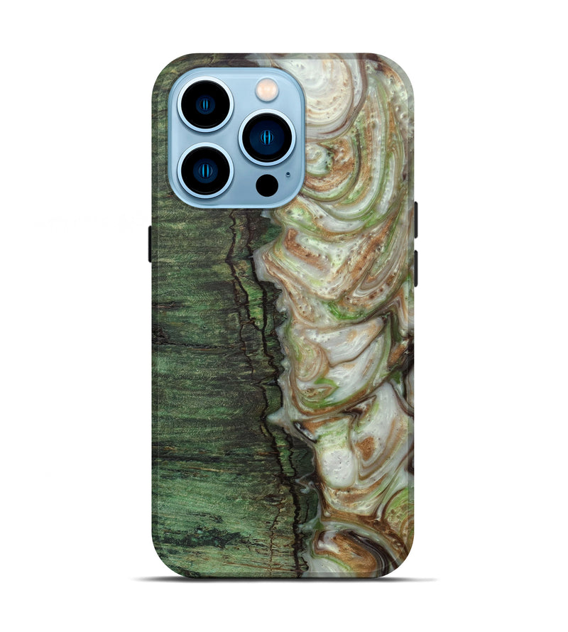 iPhone 14 Pro Wood+Resin Live Edge Phone Case - Candace (Dark Green, 584096)