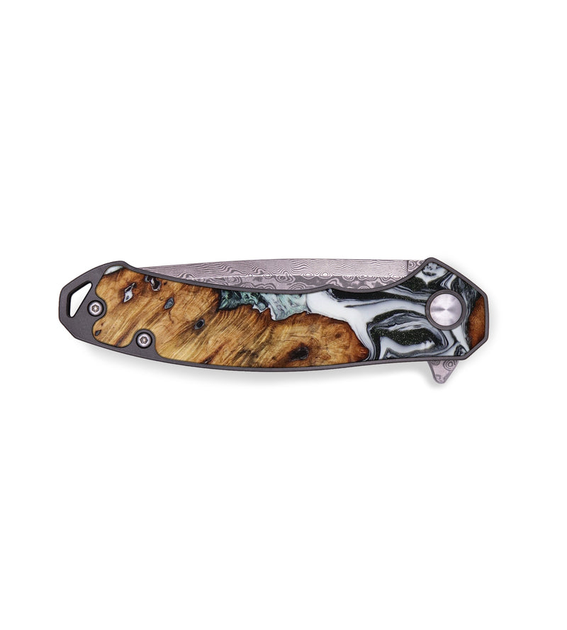 EDC Wood+Resin Pocket Knife - Tori (Black & White, 647267)