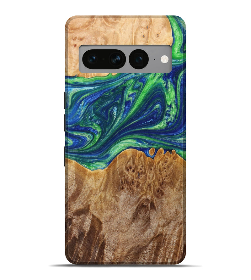 Pixel 7 Pro Wood+Resin Live Edge Phone Case - Maliyah (Green, 639586)