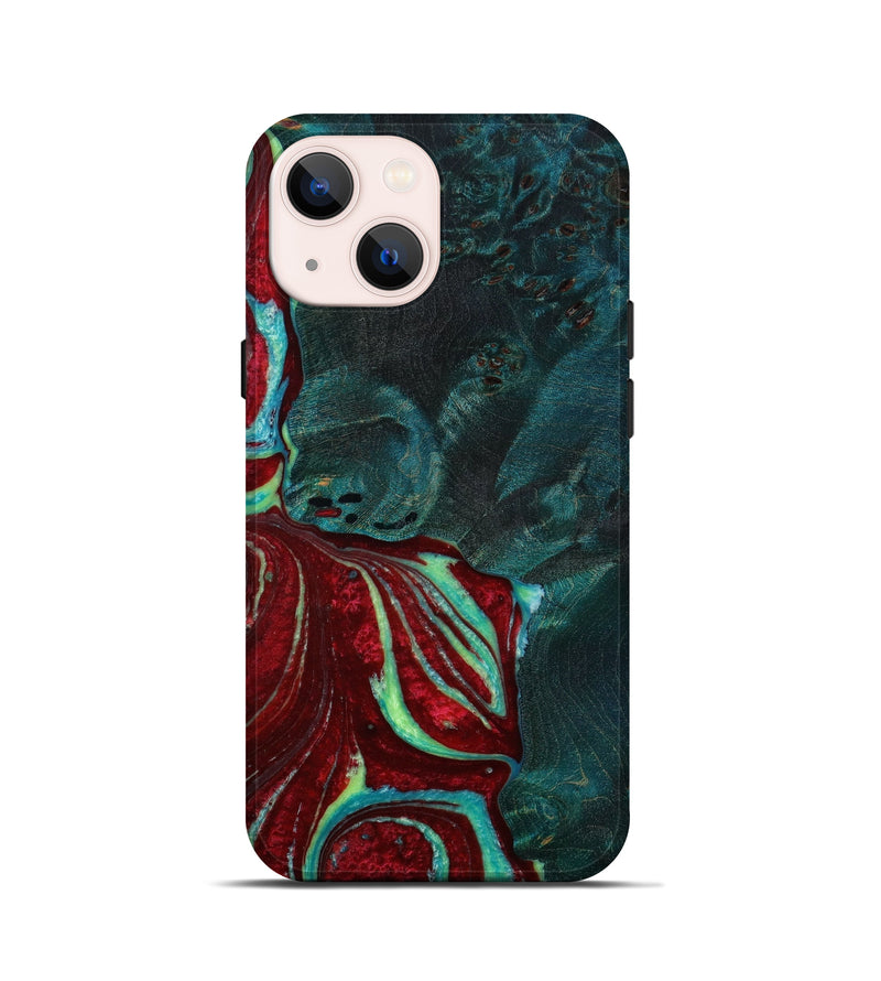 iPhone 13 mini Wood+Resin Live Edge Phone Case - Kassidy (Red, 648588)