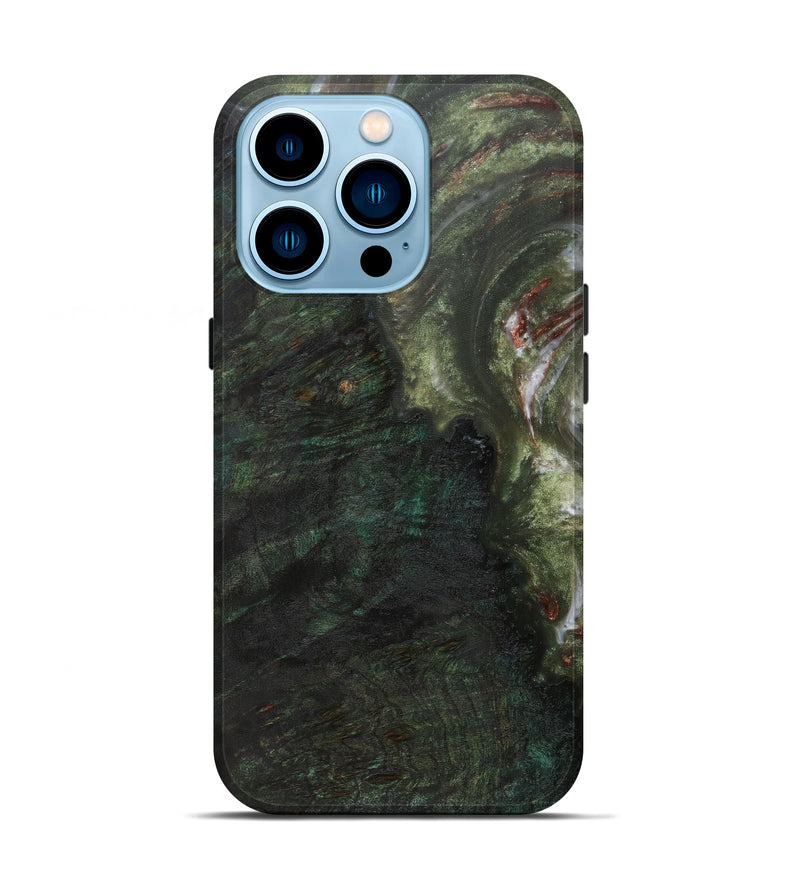 iPhone 14 Pro Wood+Resin Live Edge Phone Case - Dupuy (Dark Green, 584091)