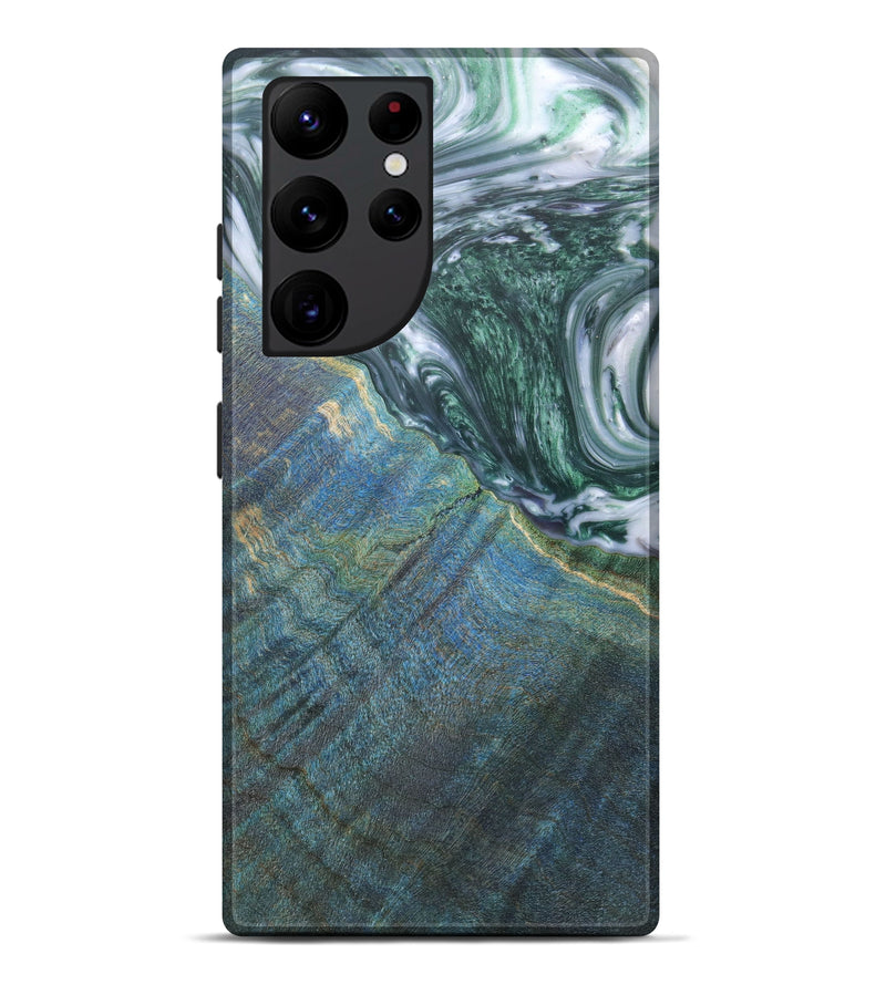 Galaxy S22 Ultra Wood+Resin Live Edge Phone Case - Henrieta (Dark Green, 606878)