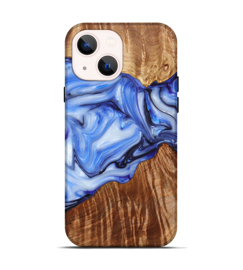 iPhone 13 Wood+Resin Live Edge Phone Case - Pearl (Blue, 628638)