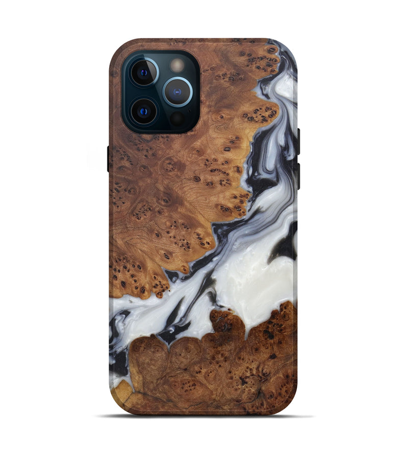 iPhone 12 Pro Wood+Resin Live Edge Phone Case - Milton (Black & White, 574853)