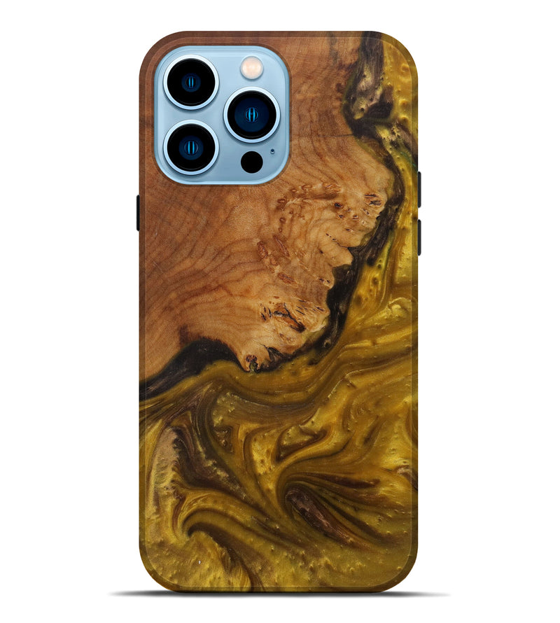 iPhone 14 Pro Max Wood+Resin Live Edge Phone Case - Maribeth (Metallic, 591397)