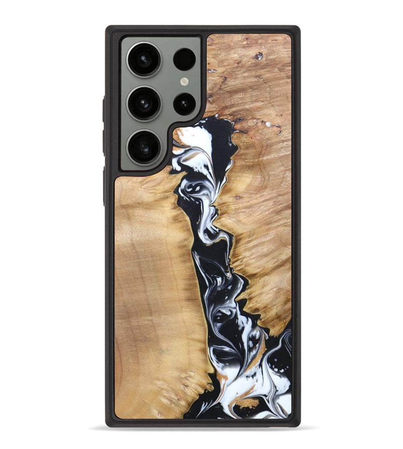 Galaxy S23 Ultra Wood+Resin Phone Case - Rhonda (Black & White, 629438)