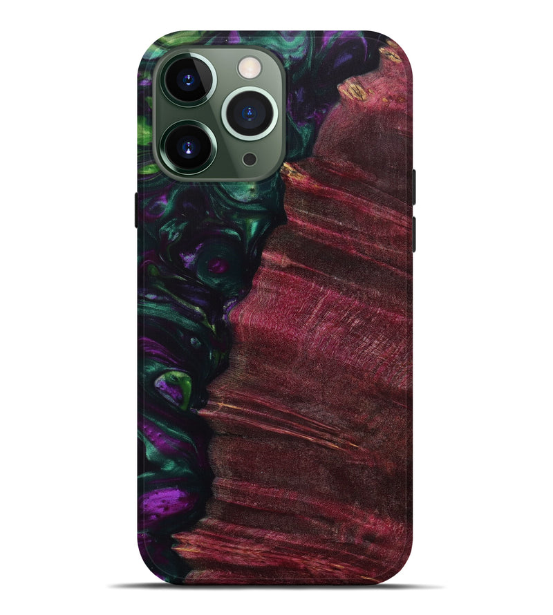 iPhone 13 Pro Max Wood+Resin Live Edge Phone Case - Rod (Green, 623138)