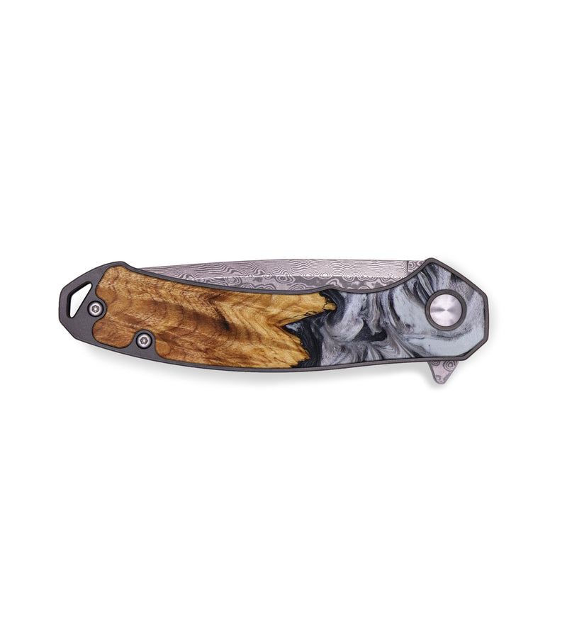 EDC Wood+Resin Pocket Knife - Bonnie (Black & White, 643088)