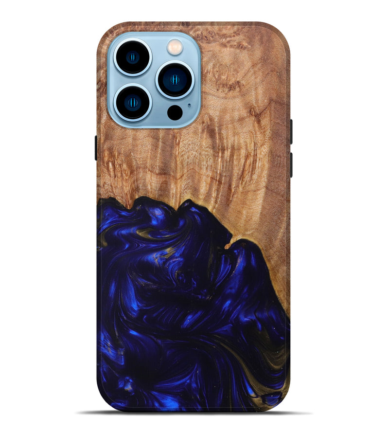 iPhone 14 Pro Max Wood+Resin Live Edge Phone Case - Keshia (Blue, 626331)