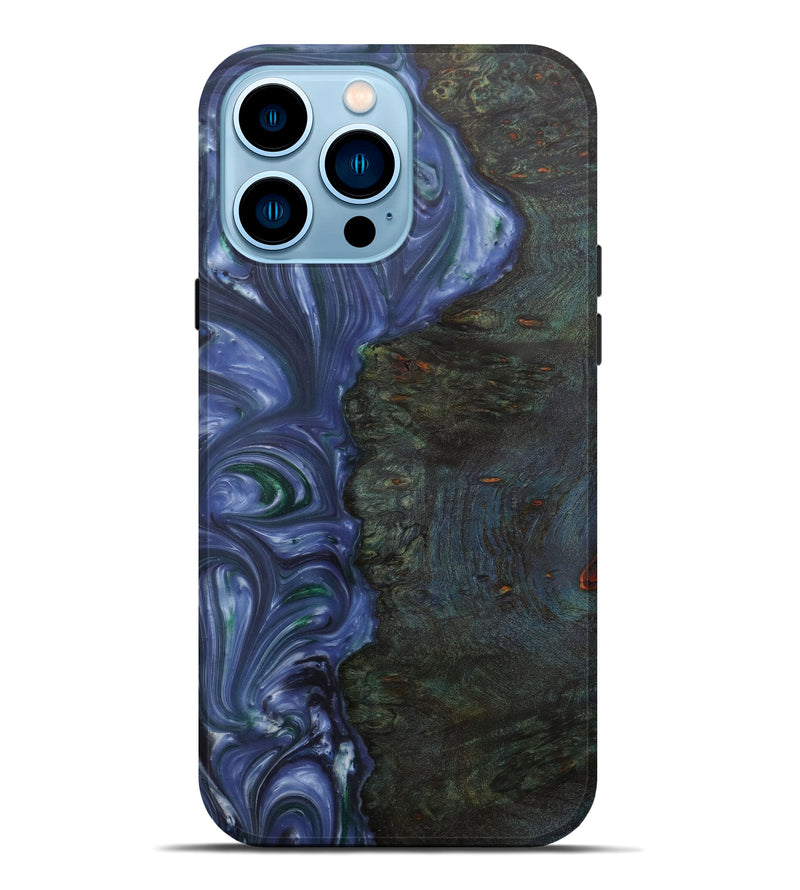 iPhone 14 Pro Max Wood+Resin Live Edge Phone Case - Farzad (Light Blue, 588030)