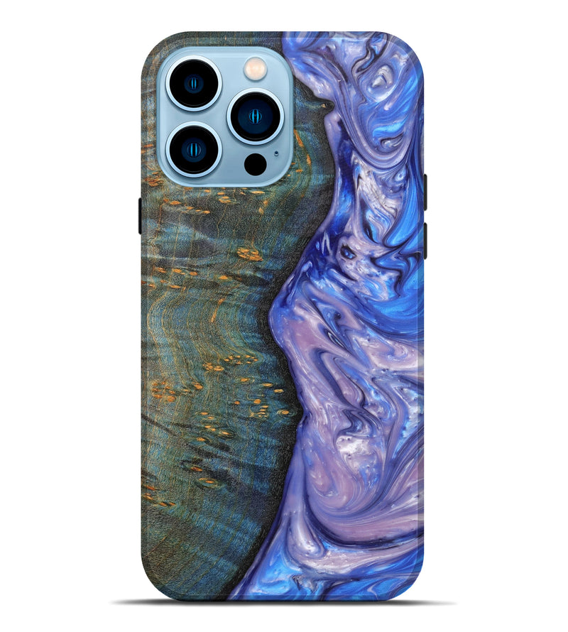 iPhone 14 Pro Max Wood+Resin Live Edge Phone Case - Annika (Purple, 626997)
