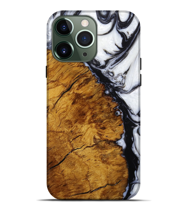 iPhone 13 Pro Max Wood+Resin Live Edge Phone Case - Eleanor (Black & White, 642687)