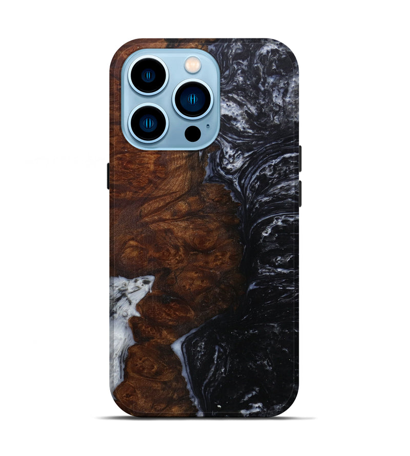 iPhone 14 Pro Wood+Resin Live Edge Phone Case - Steen (Black & White, 591800)