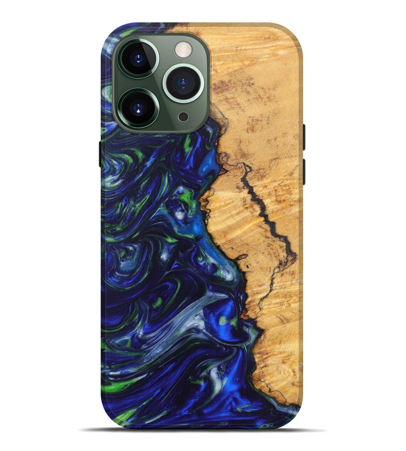 iPhone 13 Pro Max Wood+Resin Live Edge Phone Case - Indira (Dark Blue, 606503)