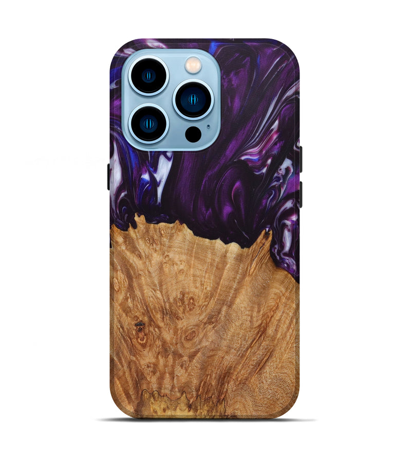 iPhone 14 Pro Wood+Resin Live Edge Phone Case - Johnna (Purple, 613929)