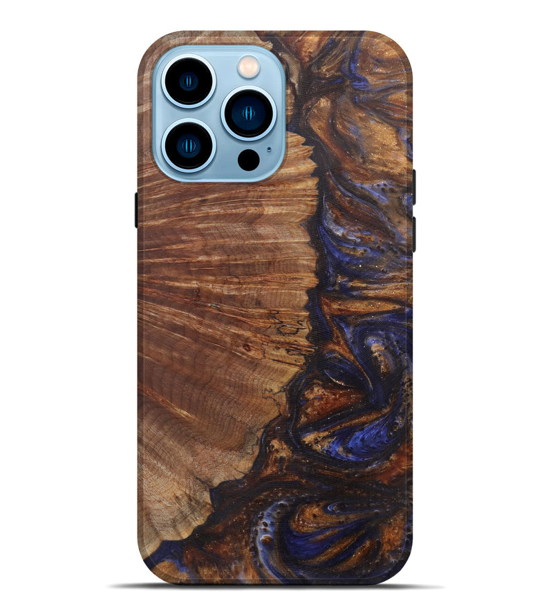 iPhone 14 Pro Max Wood+Resin Live Edge Phone Case - Lotte (Dark Blue, 594781)