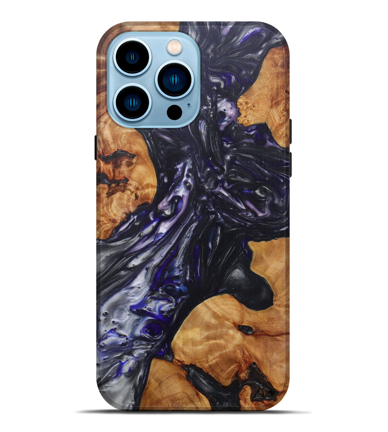 iPhone 14 Pro Max Wood+Resin Live Edge Phone Case - Bibi (Black & White, 599114)