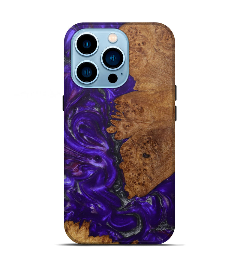 iPhone 14 Pro Wood+Resin Live Edge Phone Case - Rene (Purple, 585156)