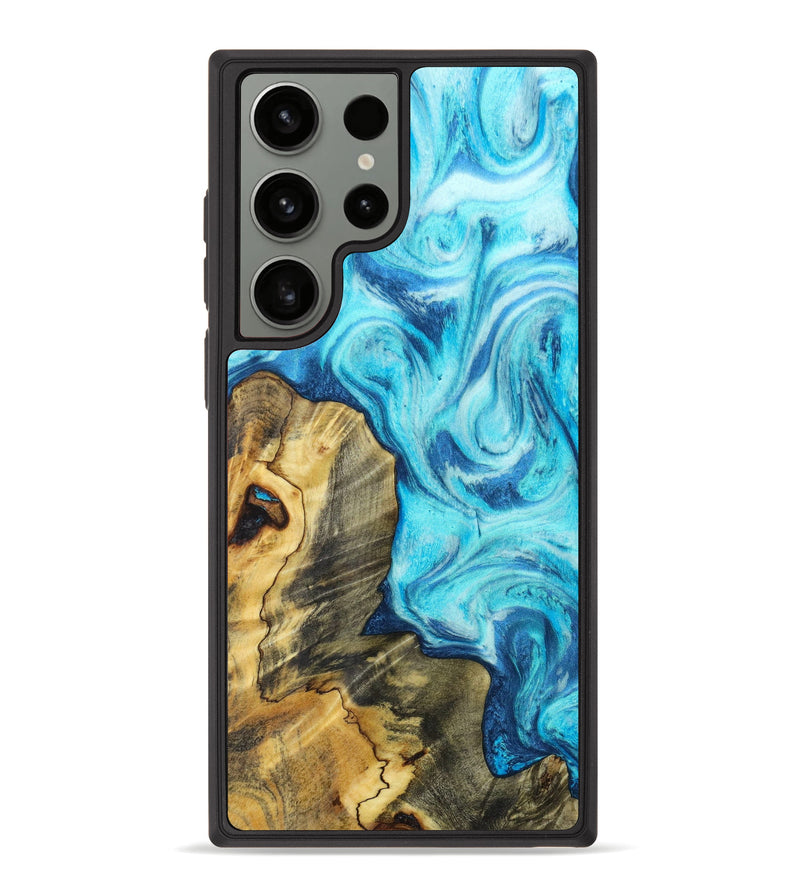 Galaxy S23 Ultra Wood+Resin Phone Case - Arissa (Blue, 623664)