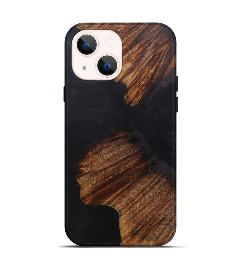 iPhone 14 Wood+Resin Live Edge Phone Case - Melita (Pure Black, 601227)